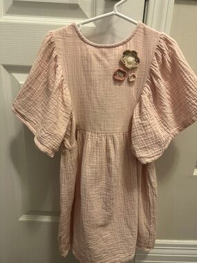 🌸LIKE TO GET 30% OFF🌸 NEXT DIRECT Girls' Pink Cotton Dress with Floral Appliqué